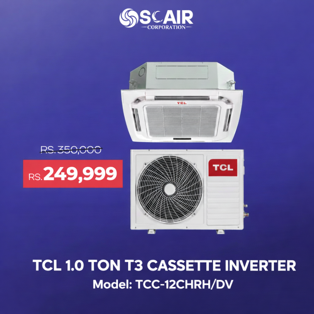 TCL 1.0 Ton T3 Ceiling Cassette Inverter (Heat & Cool)