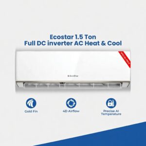 Ecostar 1.5 ton Full DC Inverter Split AC, Heat and Cool Air Conditioner