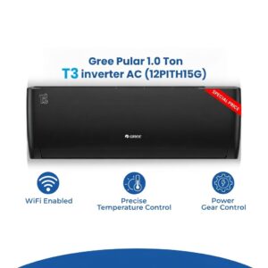 Gree 1 Ton, T3 inverter AC, Heat and Cool Air Conditioner Grey (12PITH15-G)
