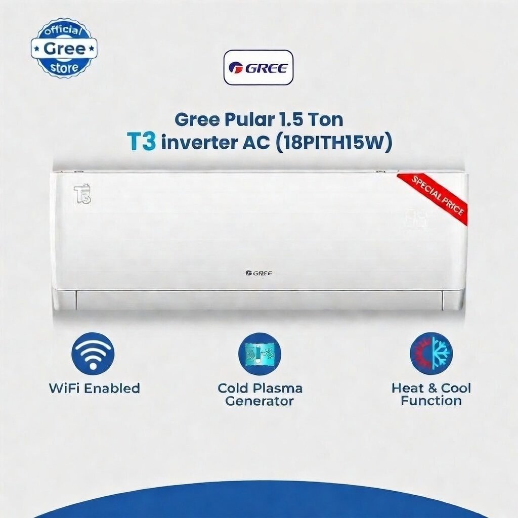 Gree 1.5 Ton T3 inverter AC, Full DC inverter Pular Series R-32 Air ...
