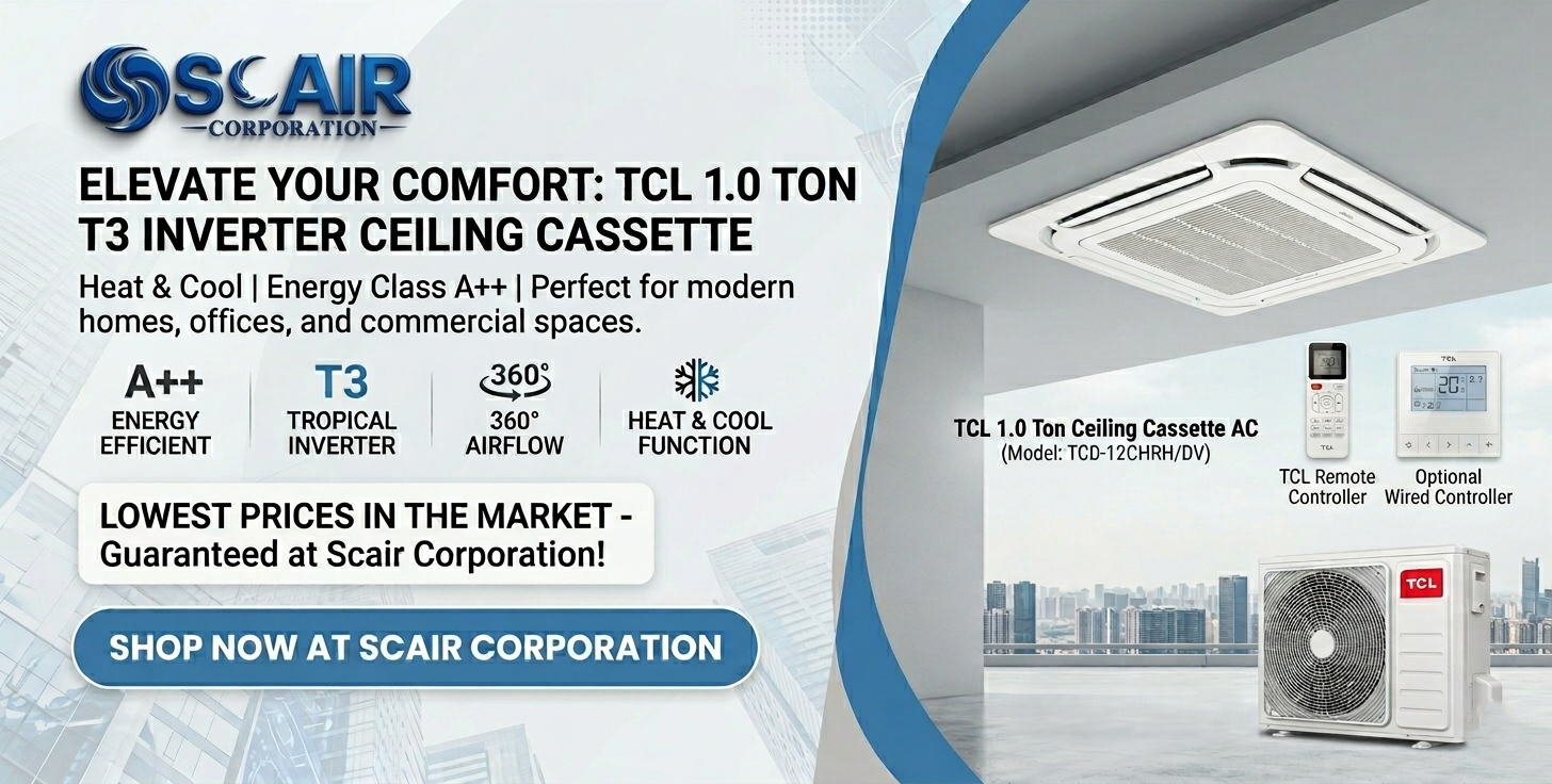 TCL 1.0 Ton T3 Ceiling Cassette Inverter – Premium Cooling Solution at the Best Price in Pakistan