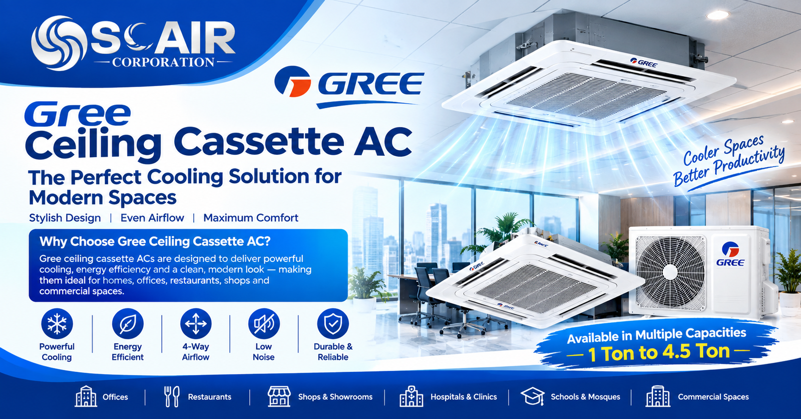 Gree Ceiling Cassette AC